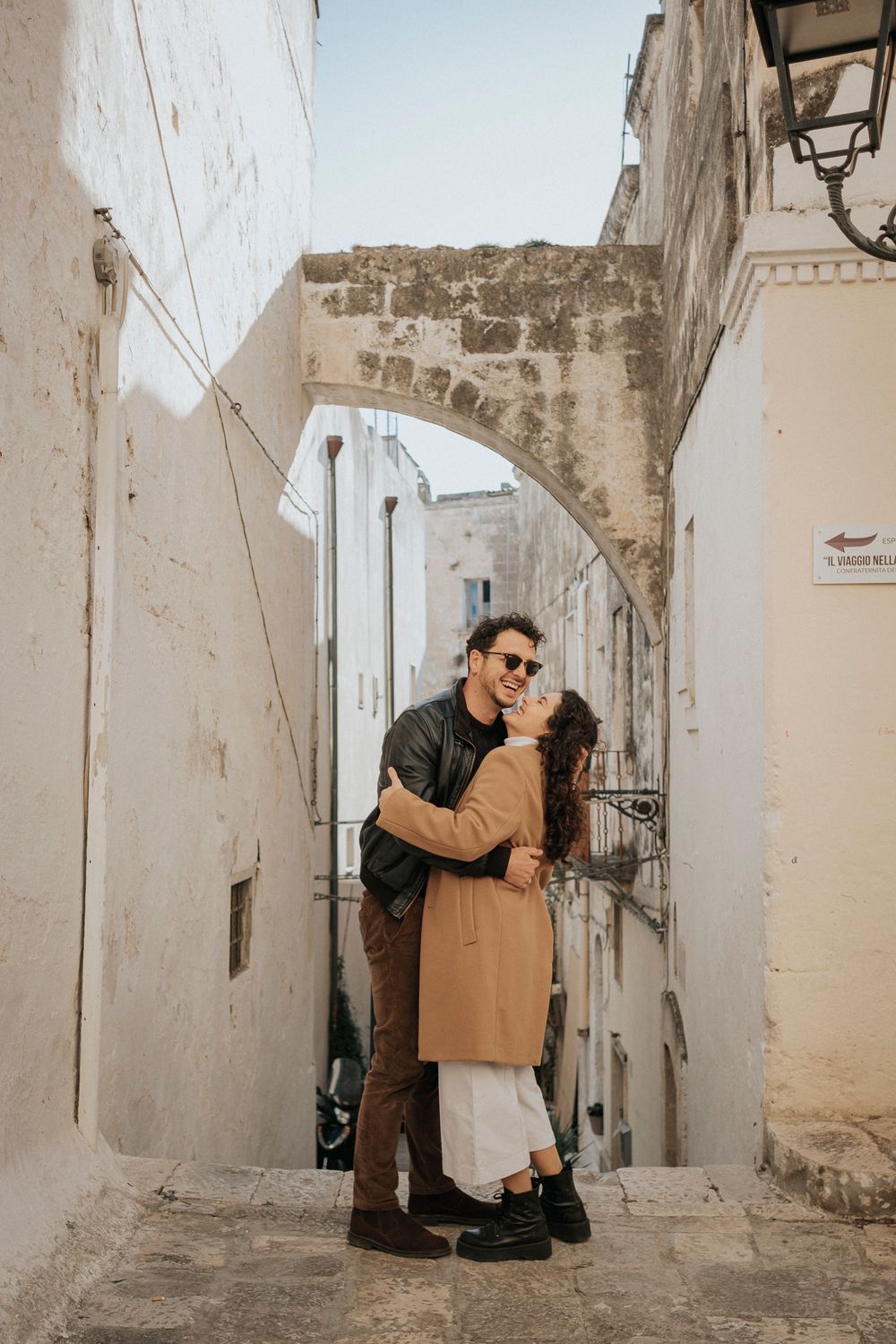 International couple holding each other