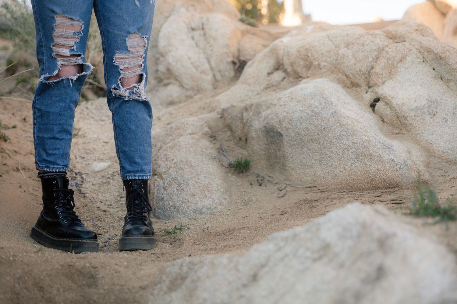 Moon Rocks Desert Nevada Senior Photo with Dr. Martens