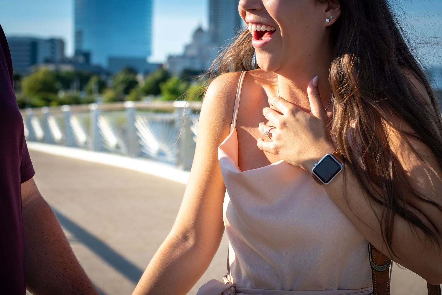 Surprise proposal couple newly engaged