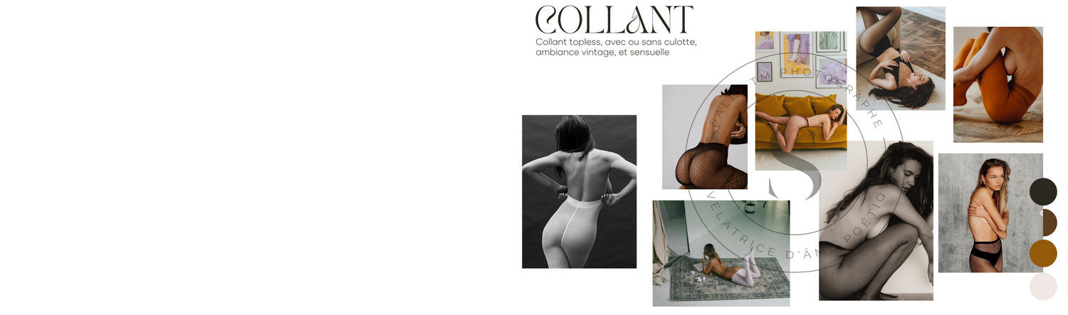 Collection of artful body form photographs arranged in collage style.
