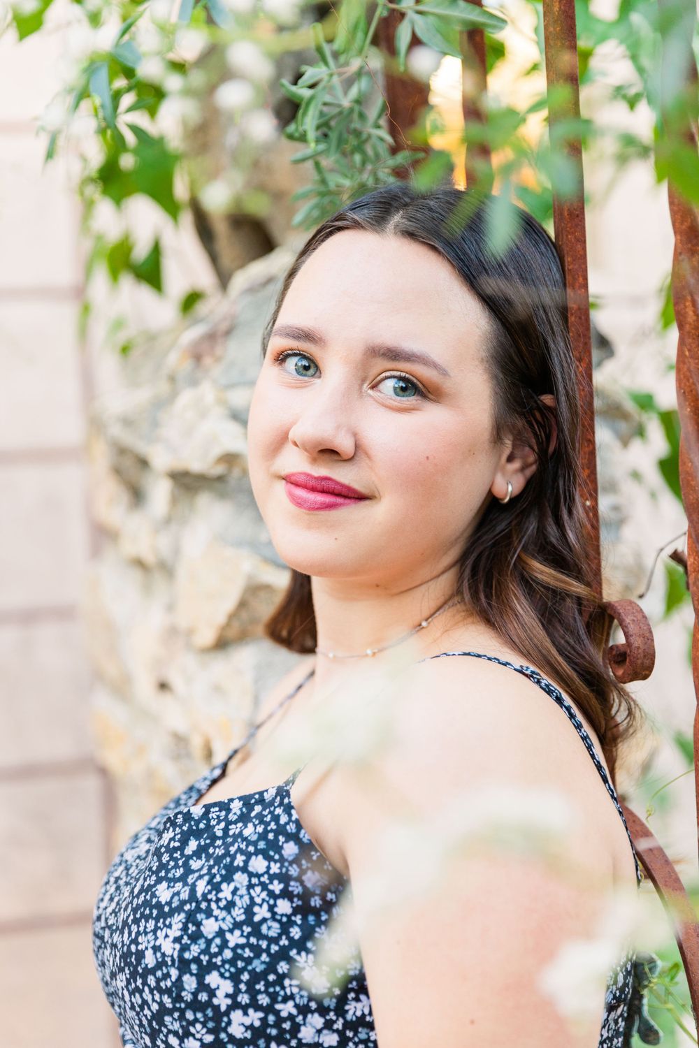 high school senior photo in flowers