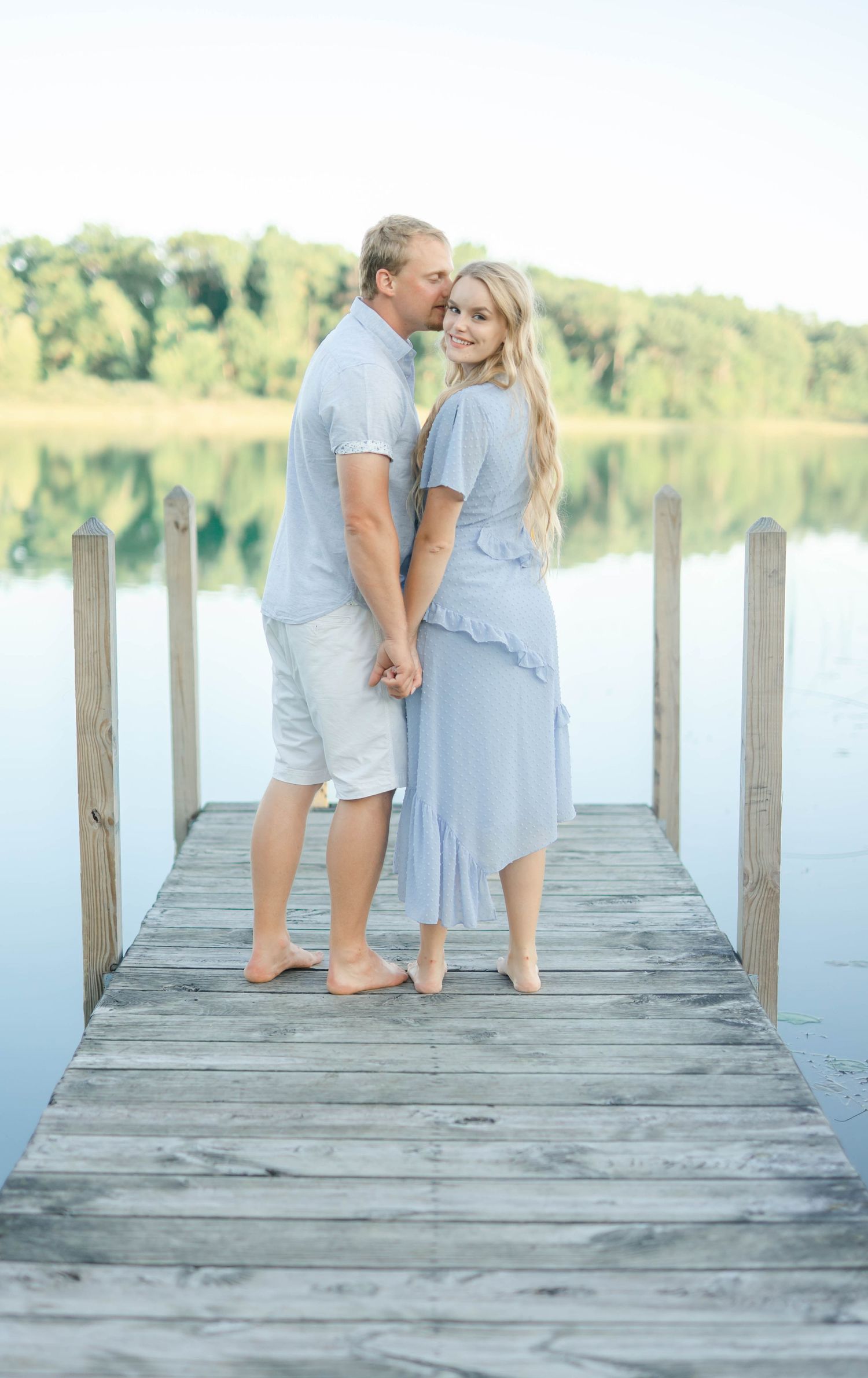 Engagement Photos Blue Dress Golden Hour Holly, Michigan Katie Gibbons Photography