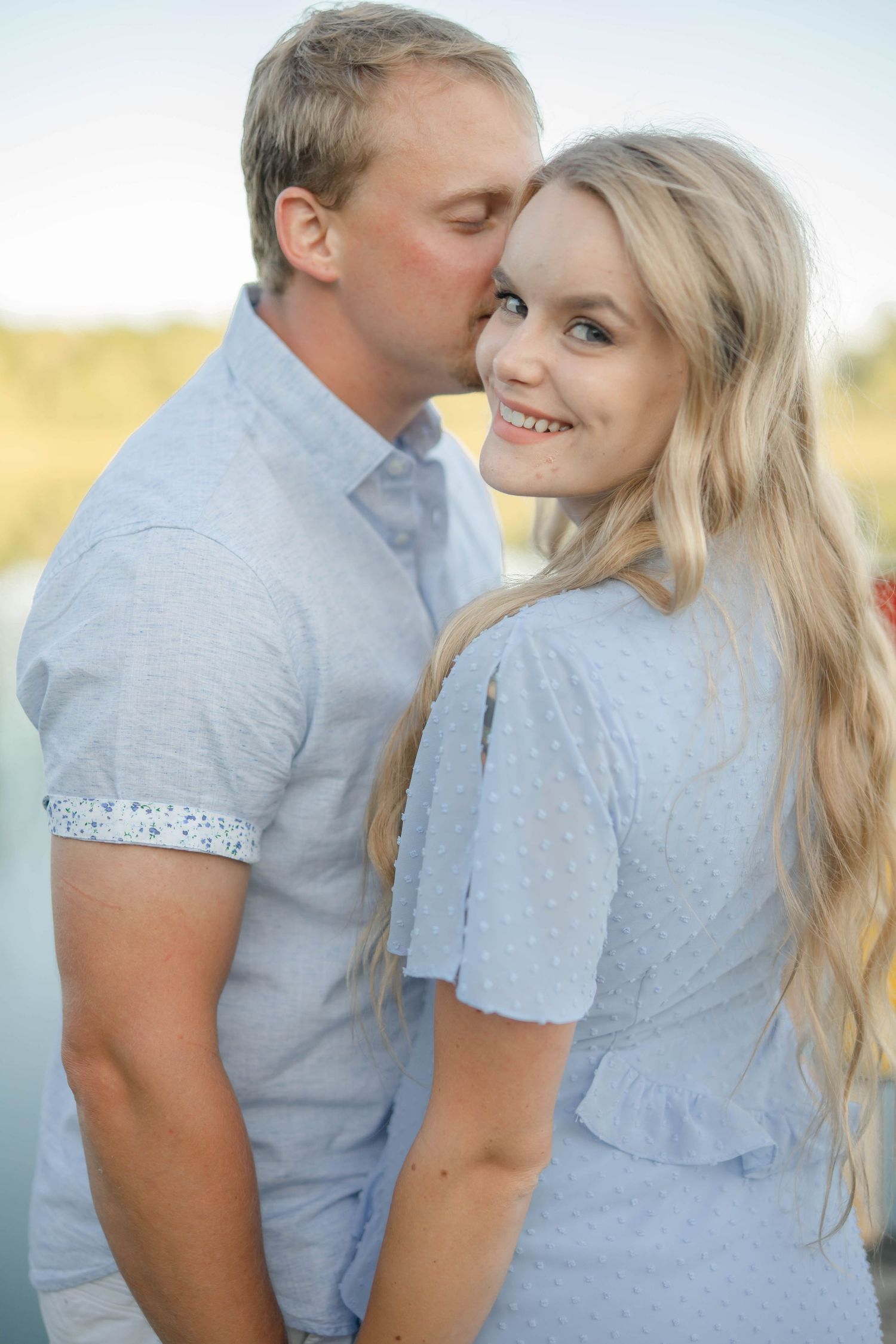 Engagement Photos Blue Dress Golden Hour Holly, Michigan Katie Gibbons Photography