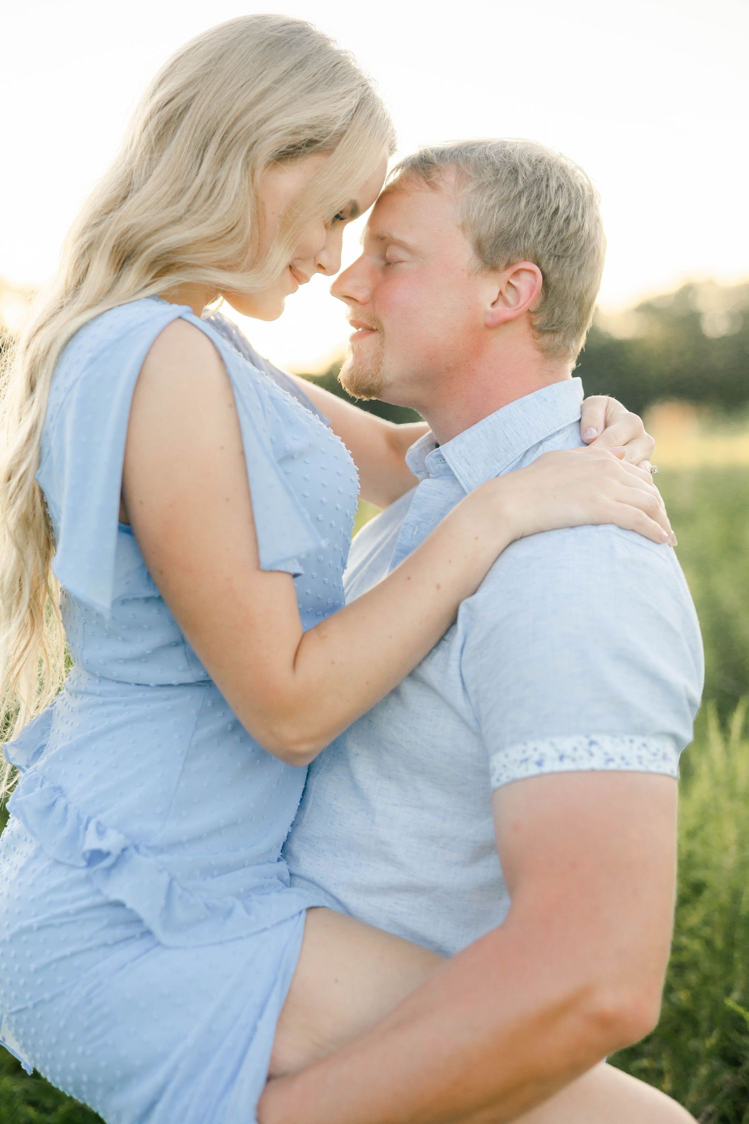 Engagement Photos Blue Dress Golden Hour Holly, Michigan Katie Gibbons Photography