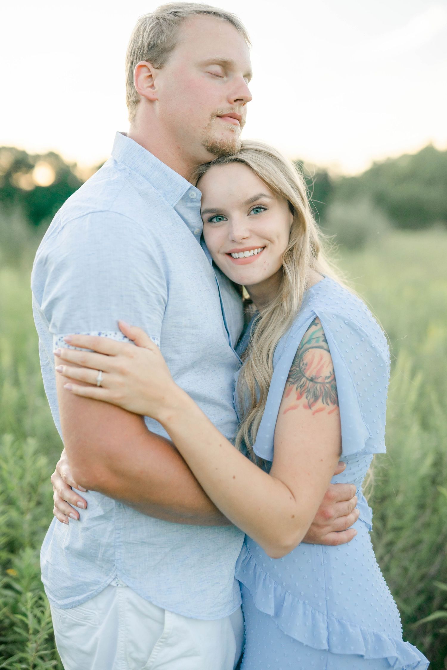 Engagement Photos Blue Dress Golden Hour Holly, Michigan Katie Gibbons Photography