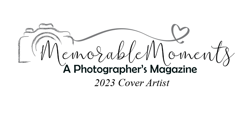A minimalist black and white logo design of a camera with a heart-shaped trail coming from the lens.