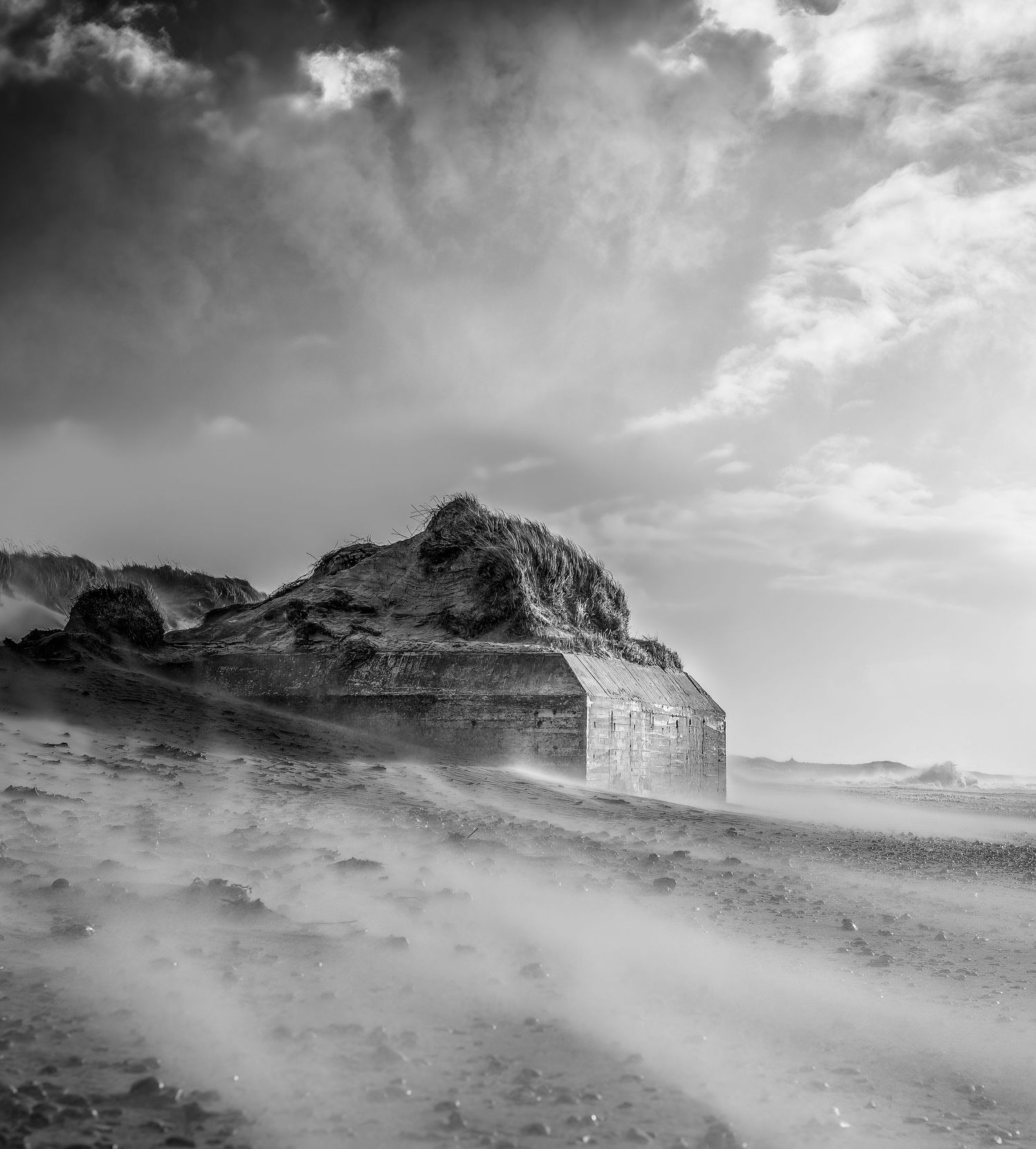 WW2 bunker in the sand. Reminder of the world war 2