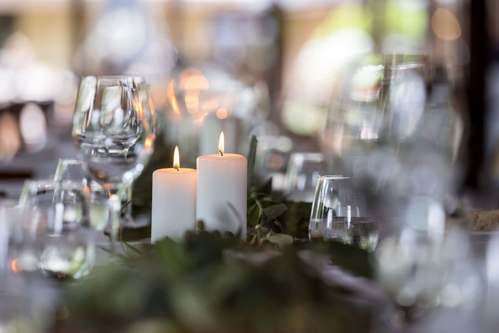 Candles burning on the Bridal Table at Brown Brothers Winery before the reception starts