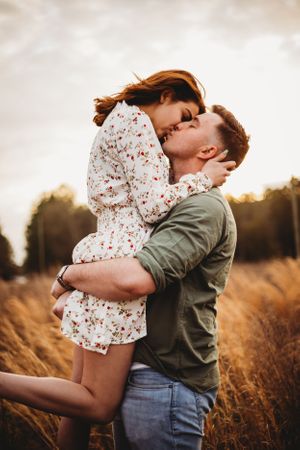 Romantic couple photography session in a blooming flower field near New Haven, CT