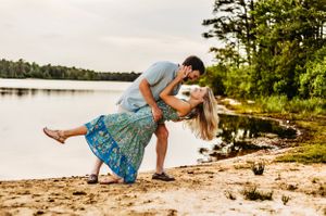 Enchanting couple photoshoot in a lush green field near North Haven, CT