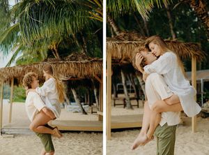 Beach couples photoshoot on Oahu – romantic engagement photography in Hawaii.