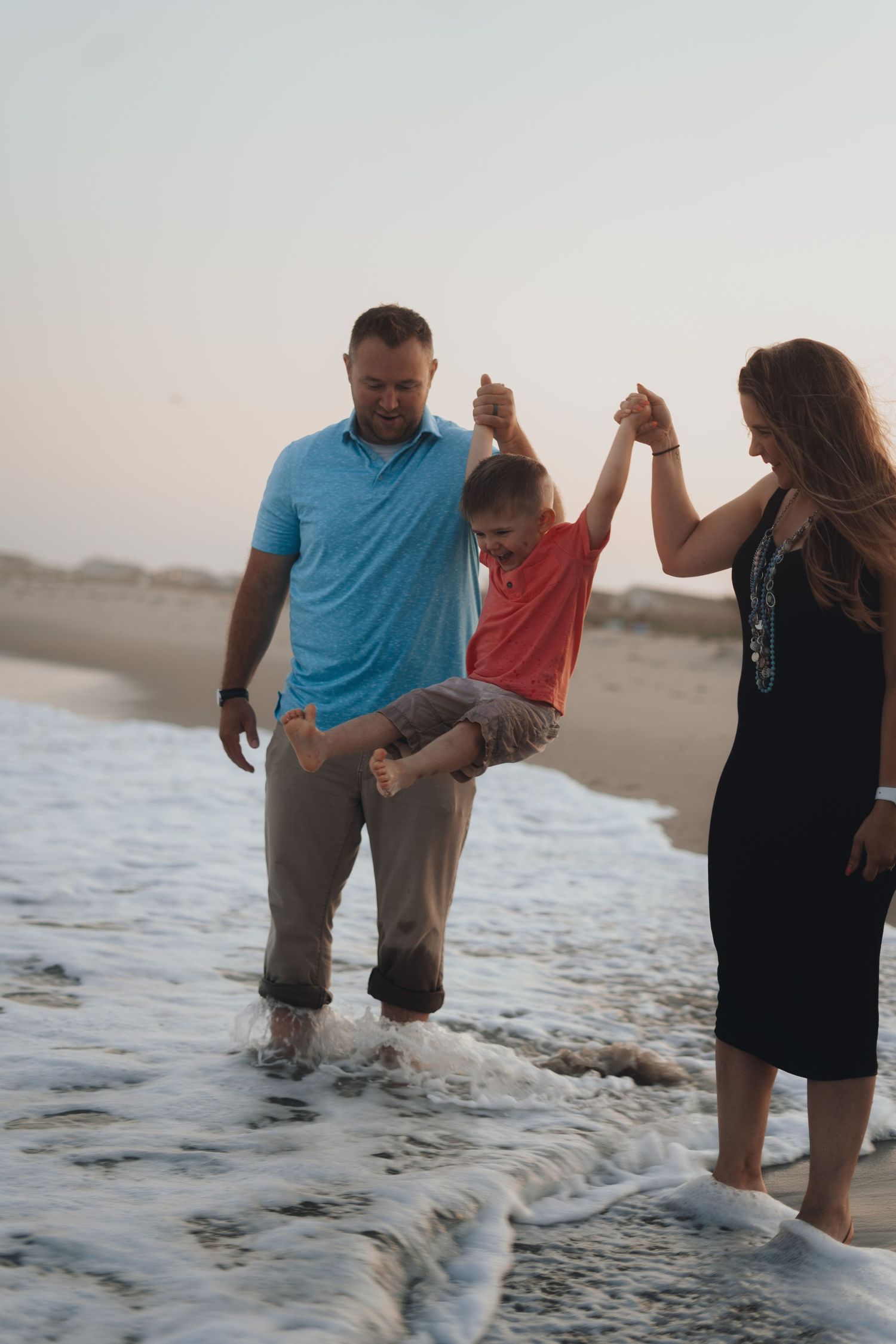 family session on the jersey shore for military family celebrating birth announcement