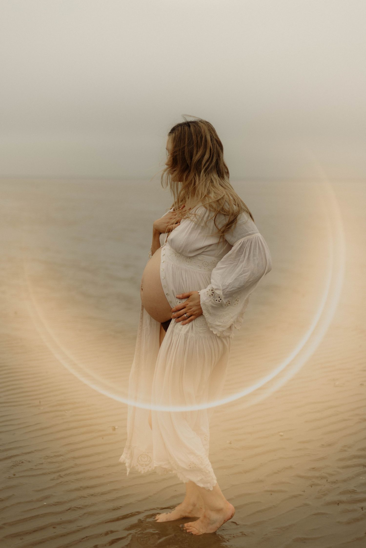 pregnant woman on beach