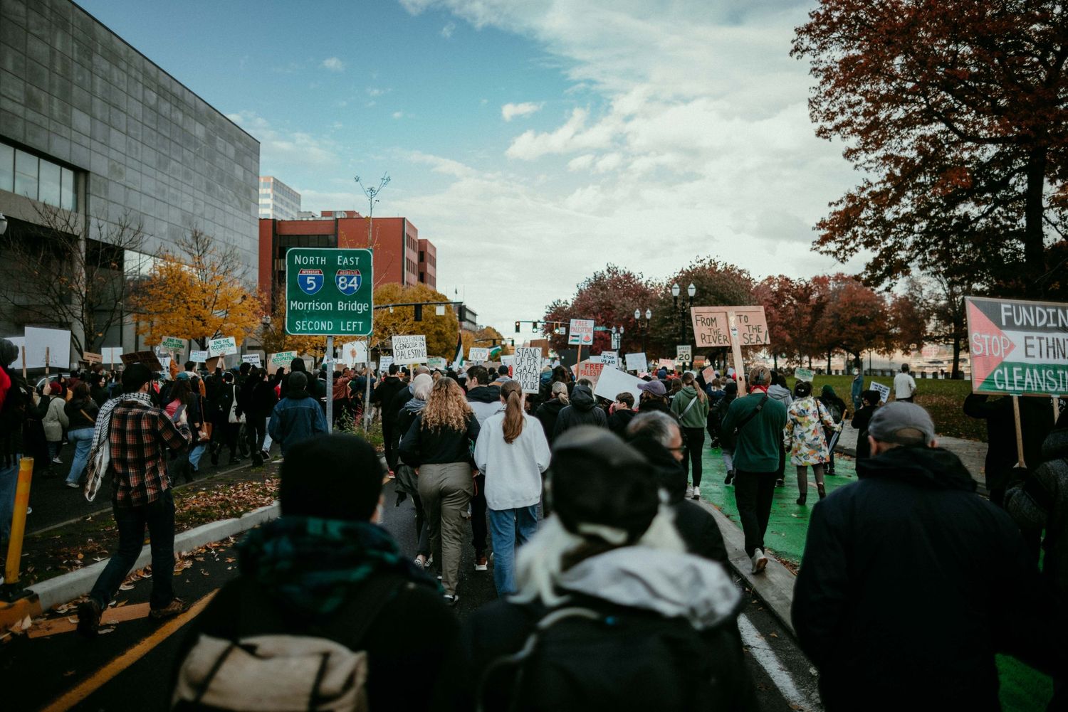 protesters march and take over Naito parkway portland oregon photojournalism