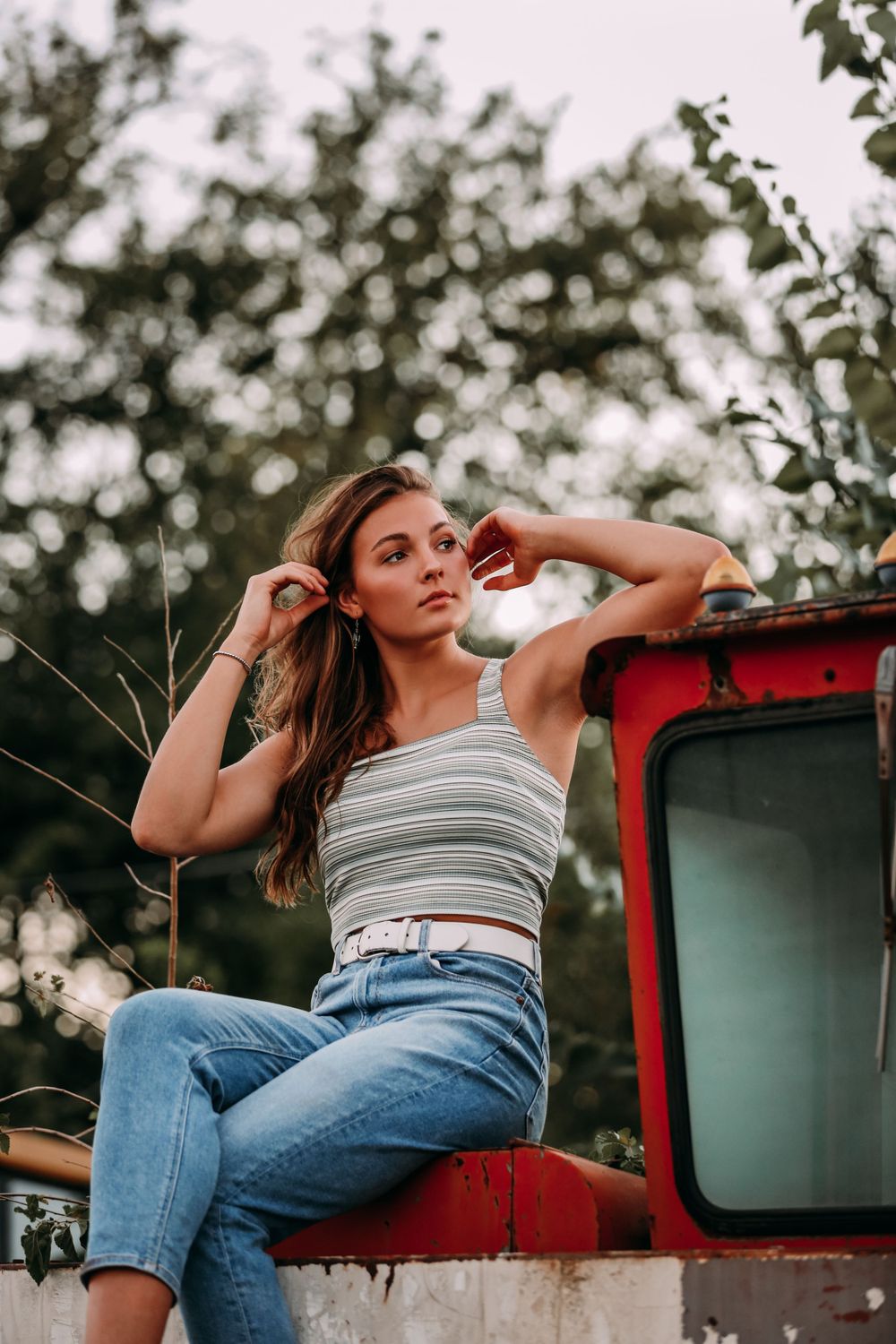 Sarah Wood on tractor