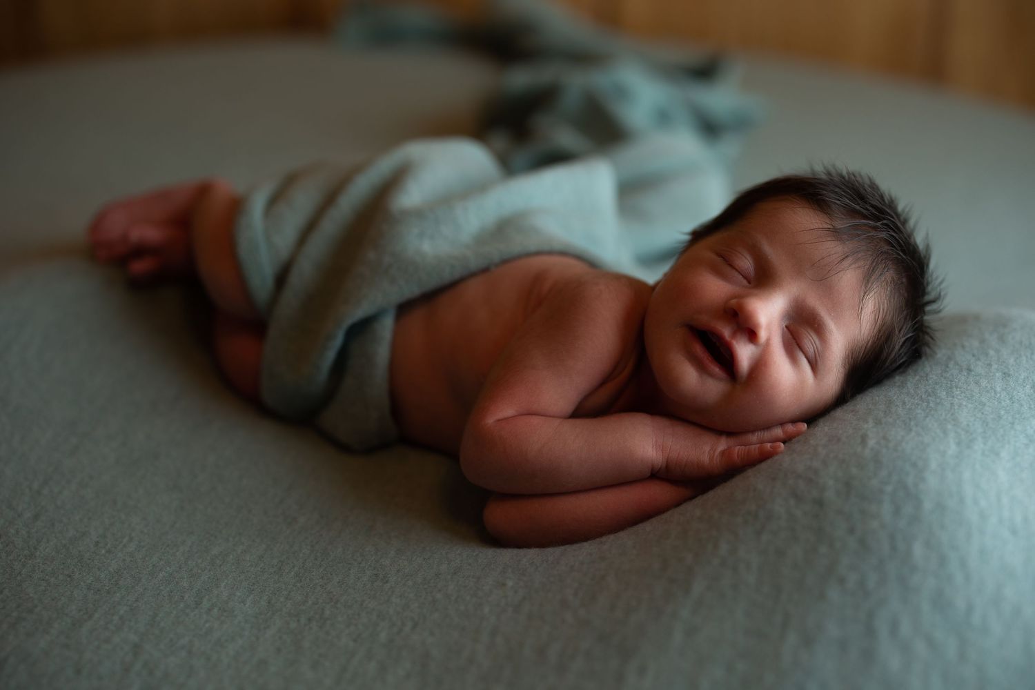 Lakeland Newborn Photographer- newborn baby girl smiling
