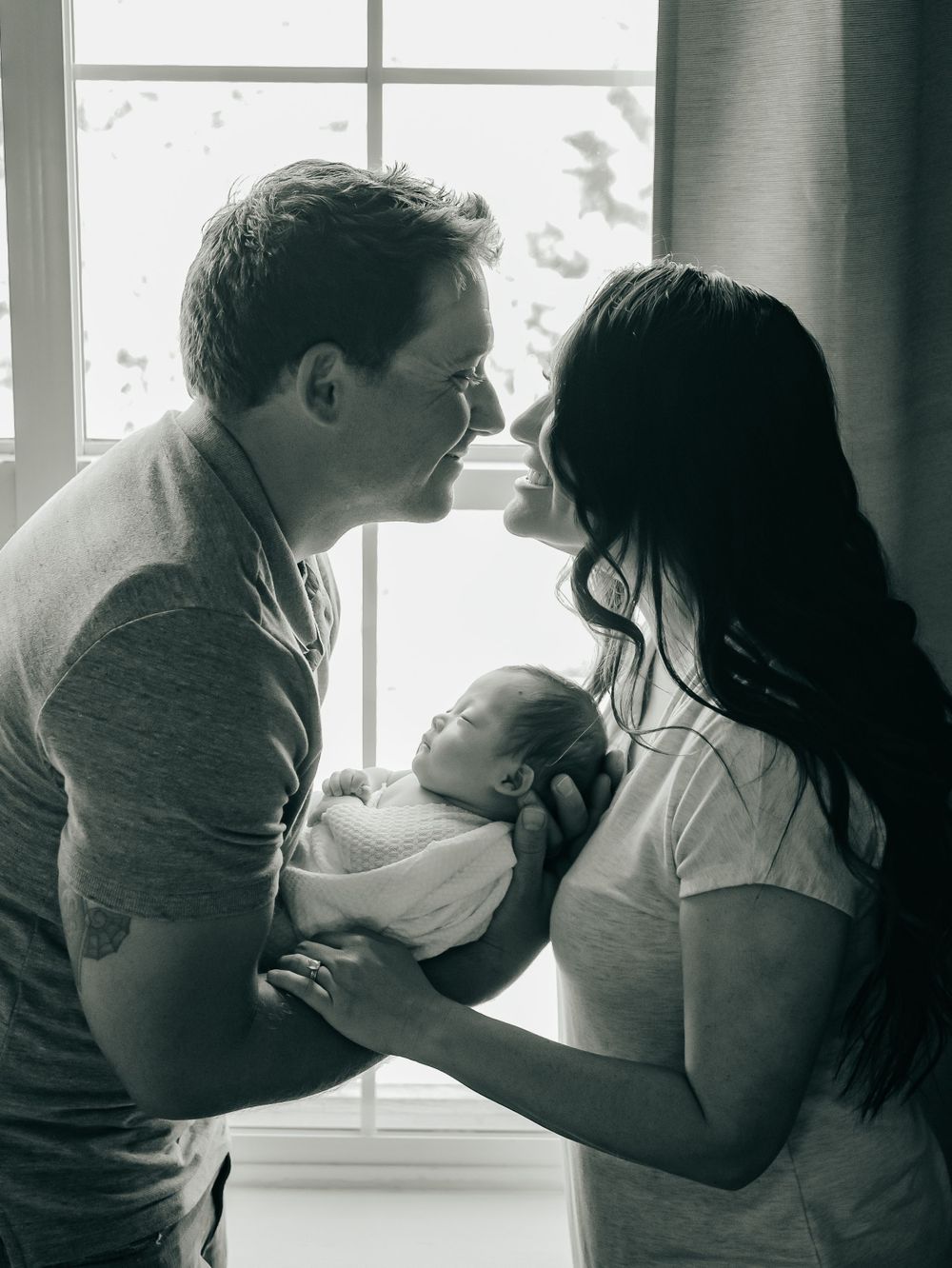 in home newborn session black and white