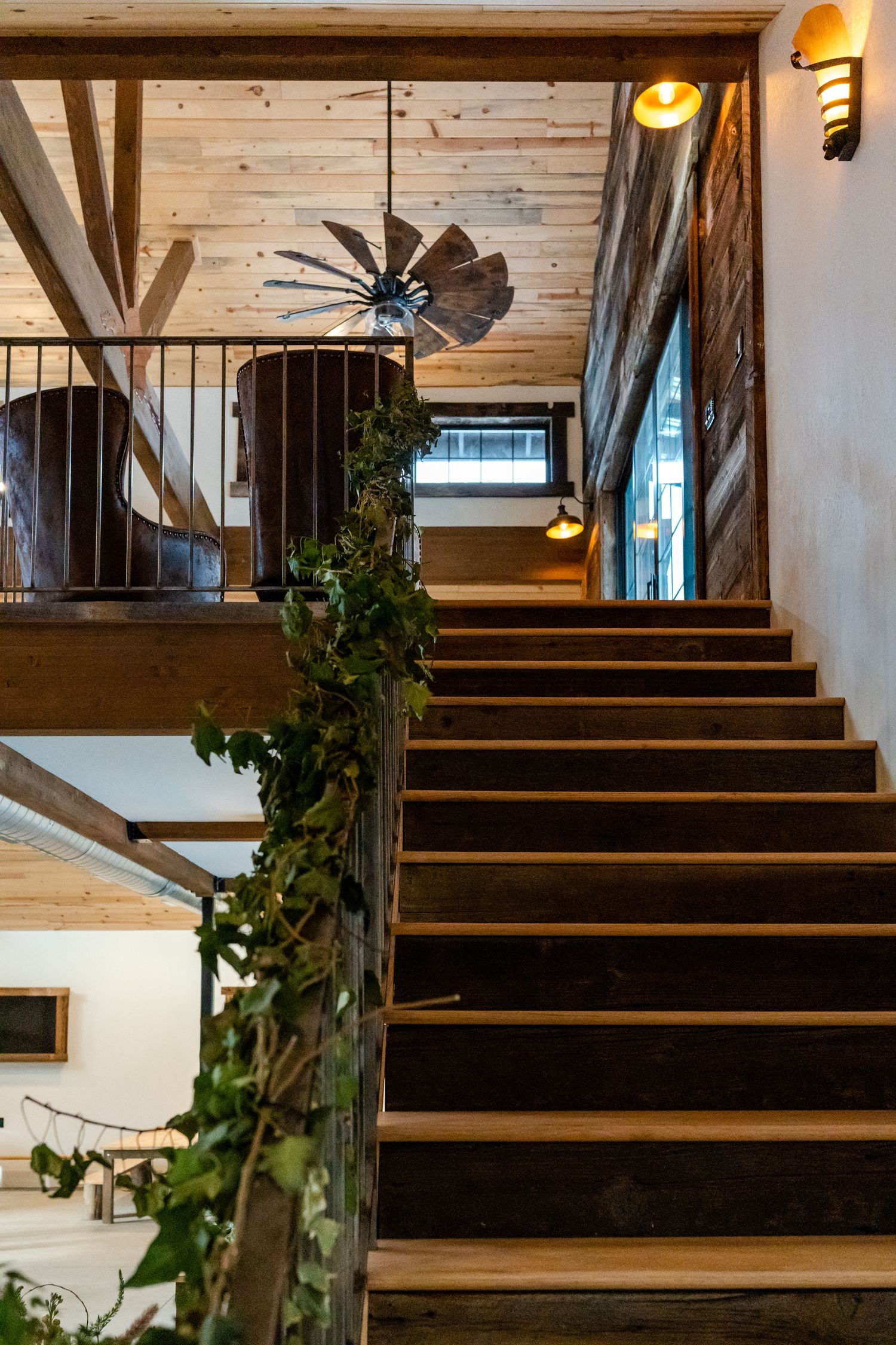 stairs going up to the balcony