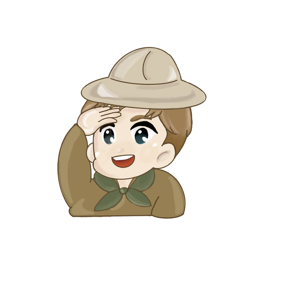 Cute anime-style illustration of a scout character wearing a beige hat.