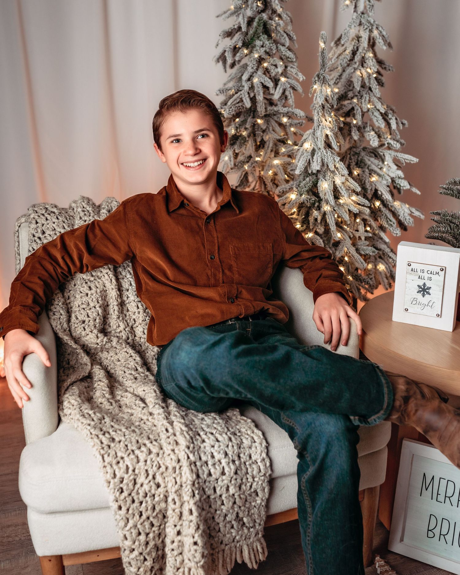 Christmas scene boy portrait