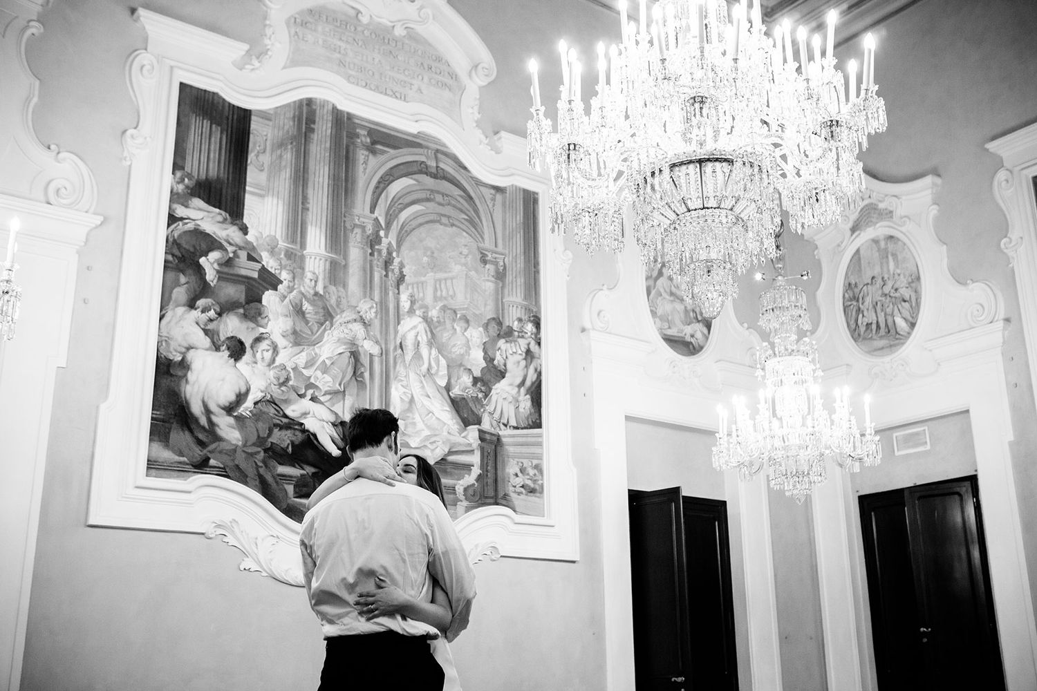 first dance with just the bride and groom at the Four Seasons Hotel in Florence captured by elopement photographer