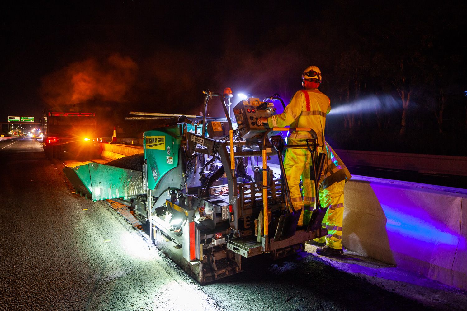 Construction photograph of tarmac laying on A1