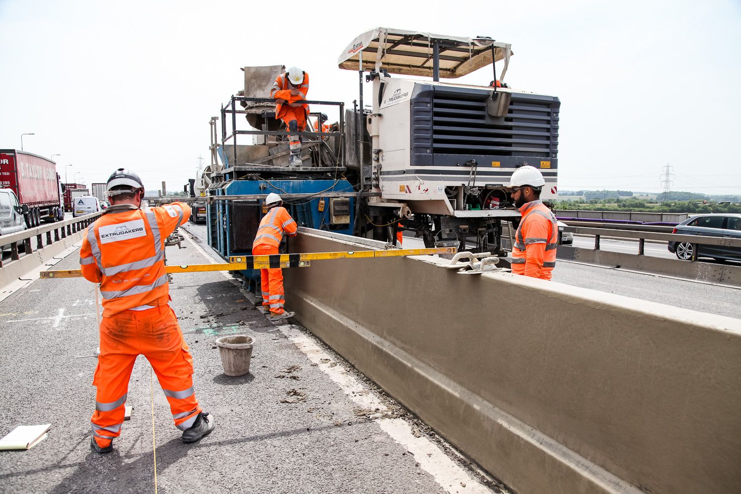 Construction photograph of central reservation construction M1 Smart Motorways