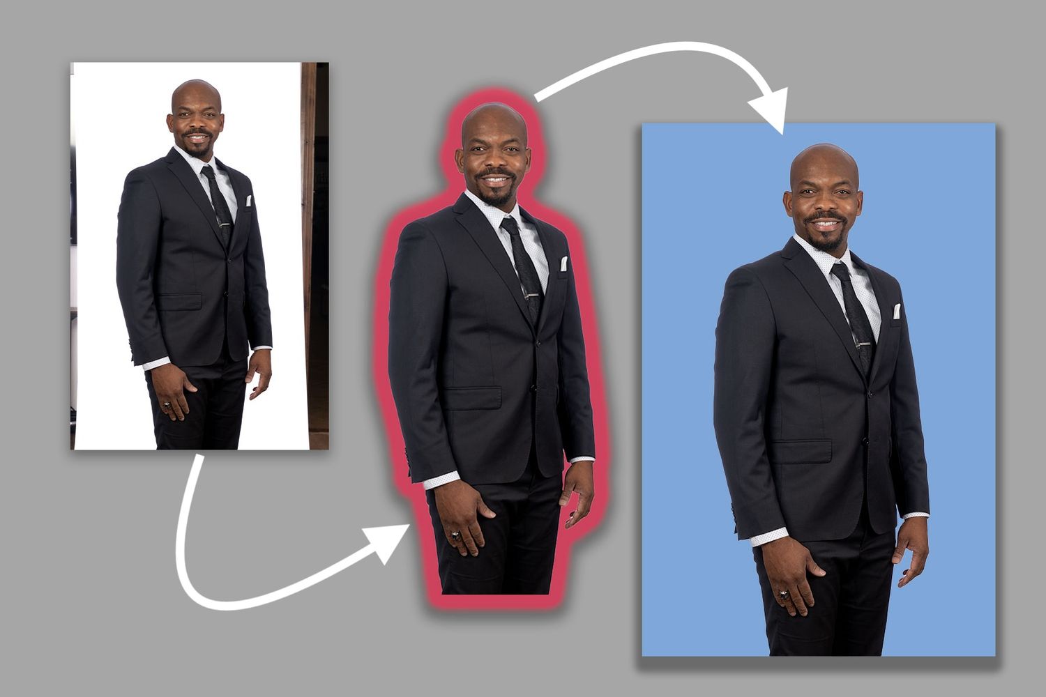 example of digitally swapping a background for a portrait