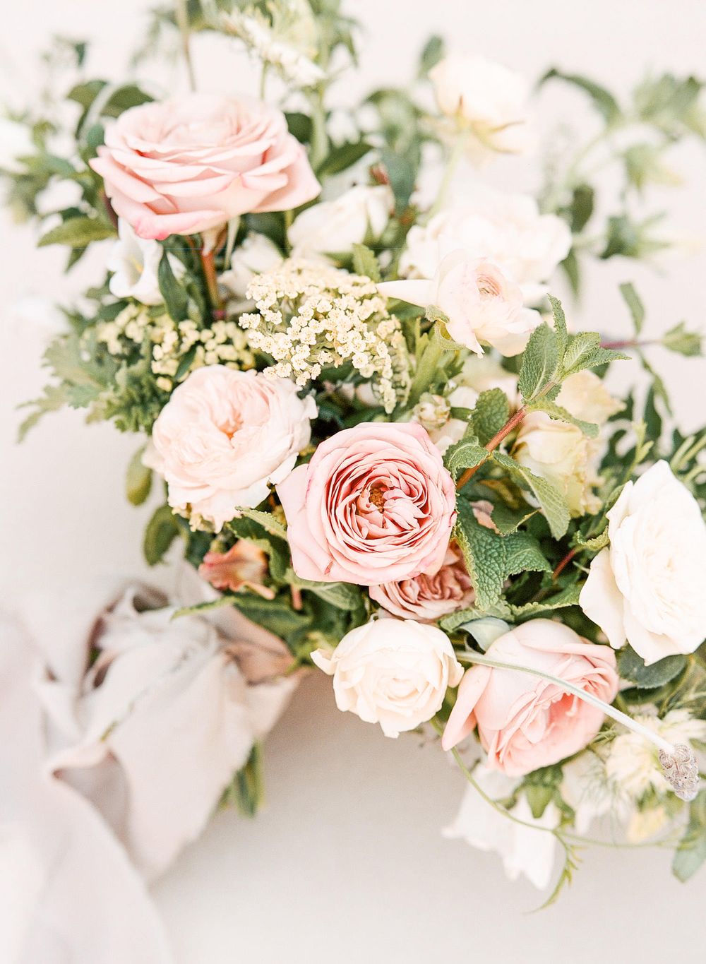Bridal wedding bouquet with pink roses