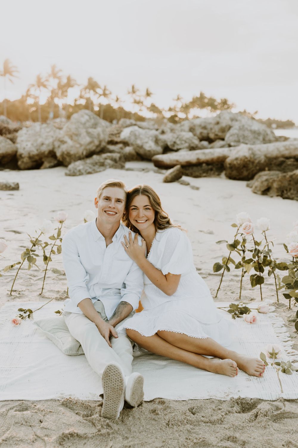 Proposal & engagement photos at the beach at Dubois Park in Jupiter, Florida captured by Lindsay McDow Photography. Florida proposal photos