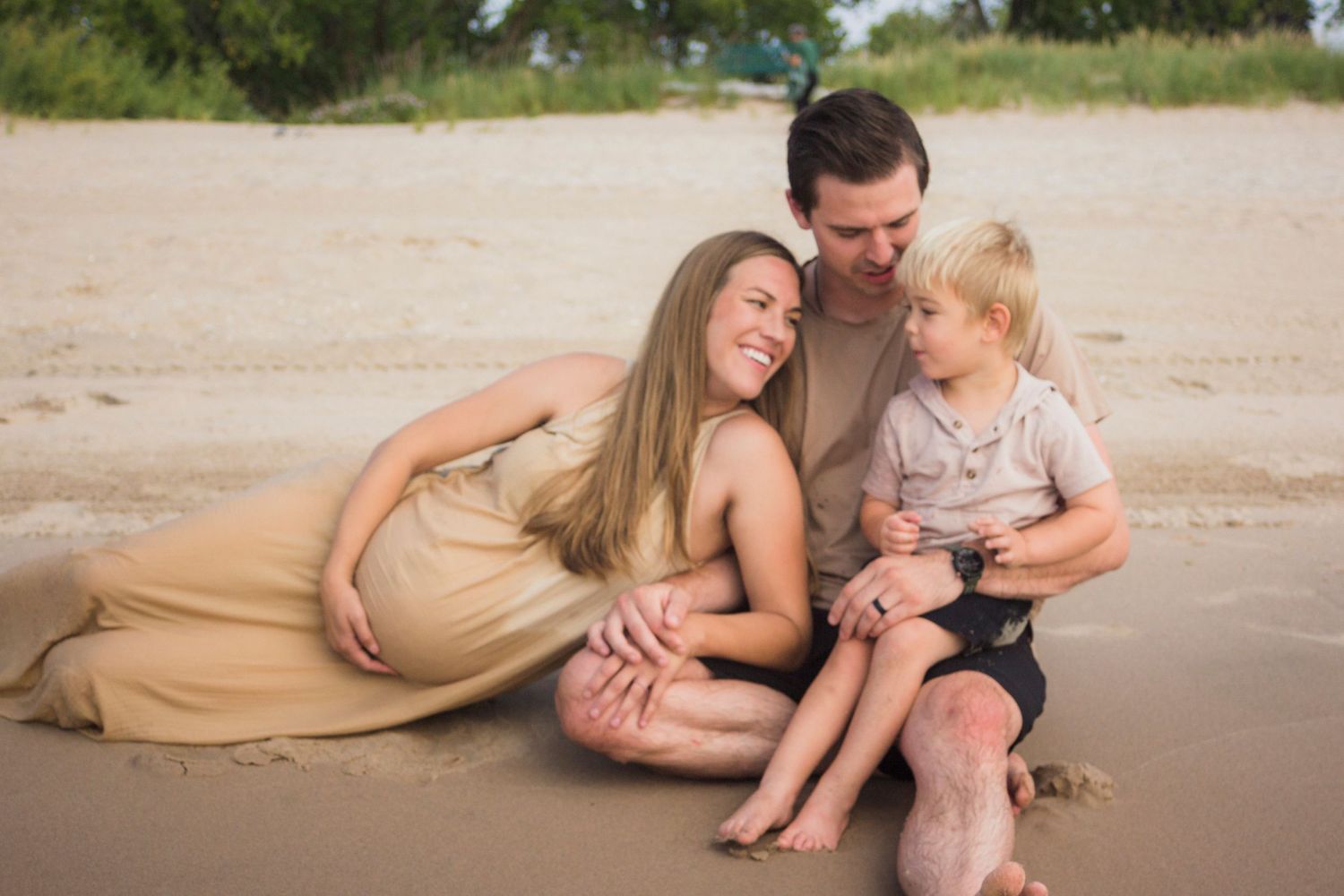 An image of a family on a beach.