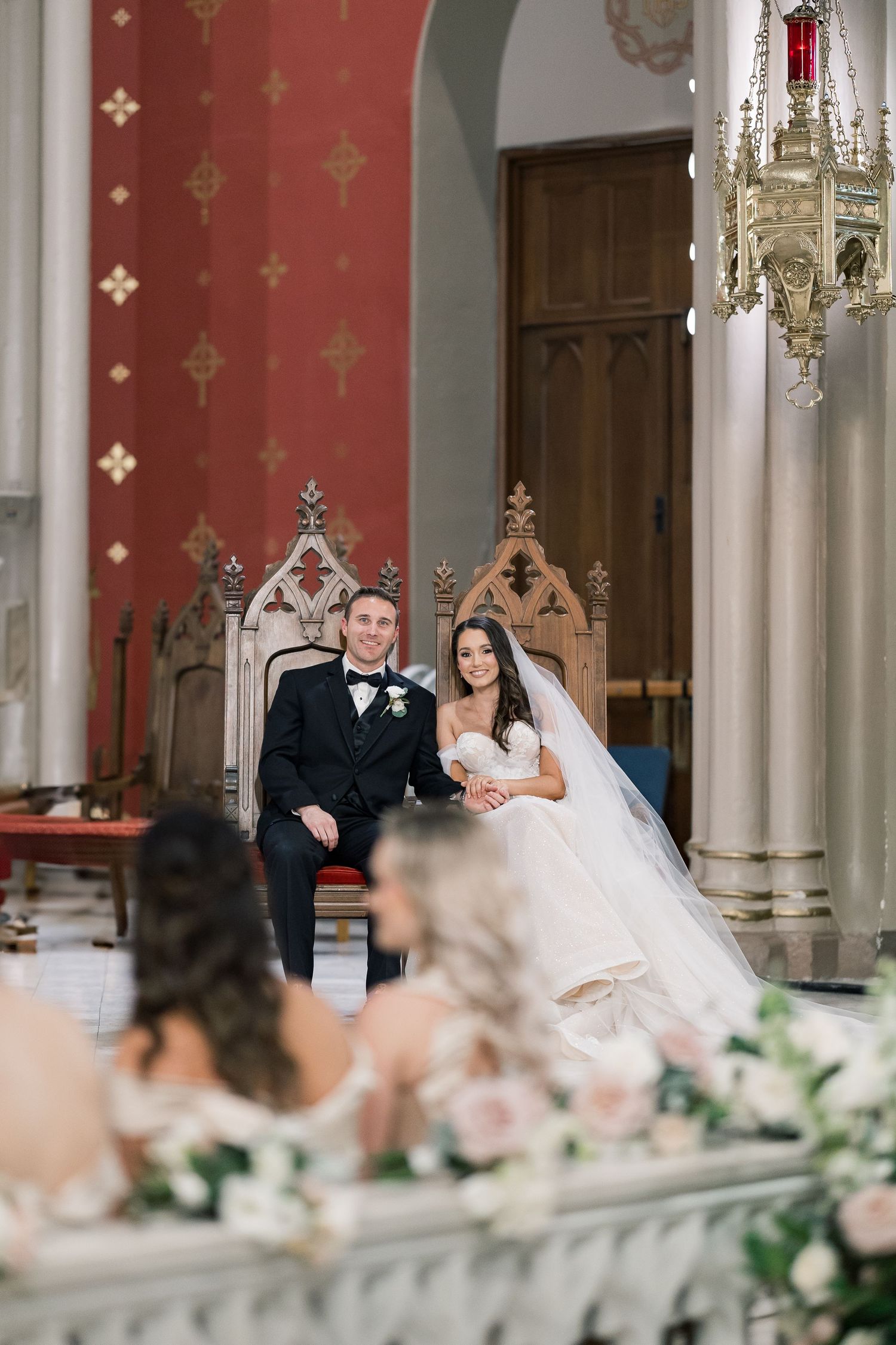 Bride and groom during a Catholic ceremony in New Orleans.