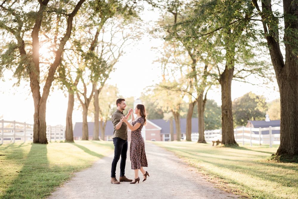 Bright and soft portrait of couple in forest Warrenville, Illinois.