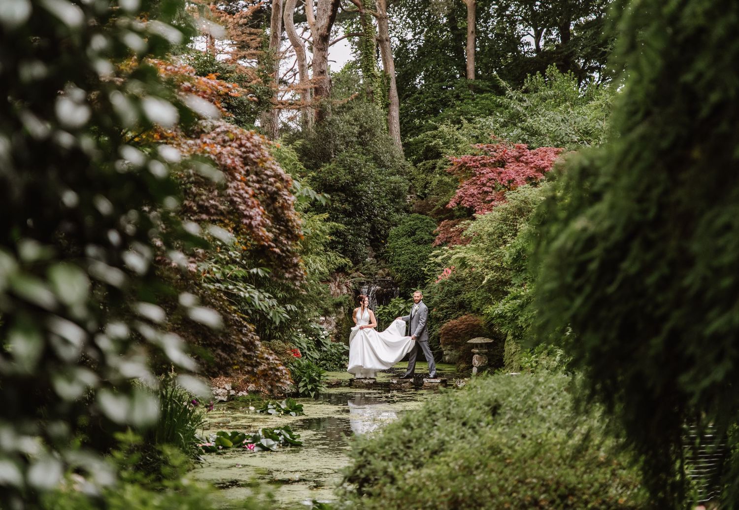 Bride and Groom the  Italian Villa, Compton Acres wedding venue Dorset. From a candid wedding photographer Dorset