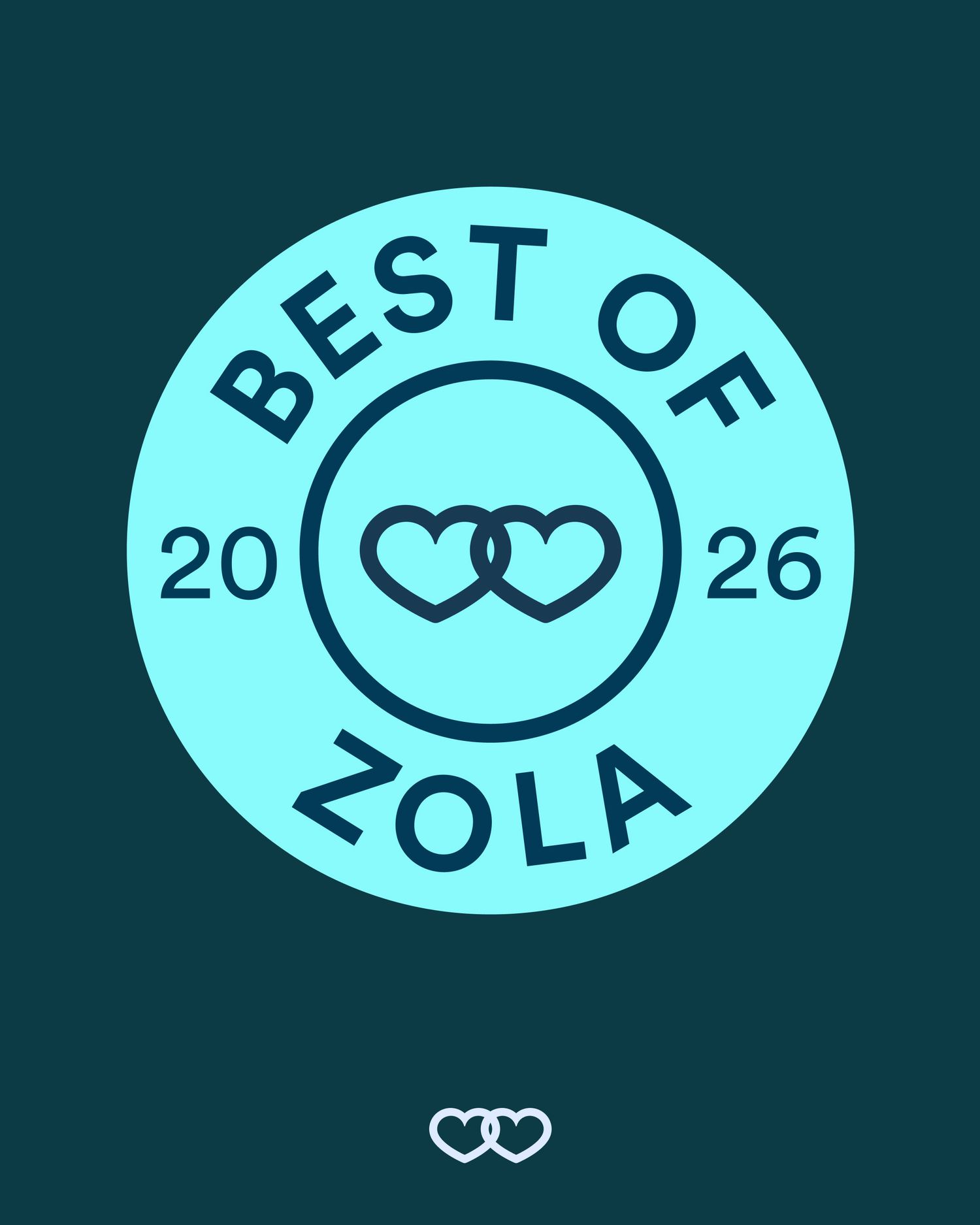 A series of five circular turquoise logos featuring simple smiley faces and minimal text designs against dark backgrounds.