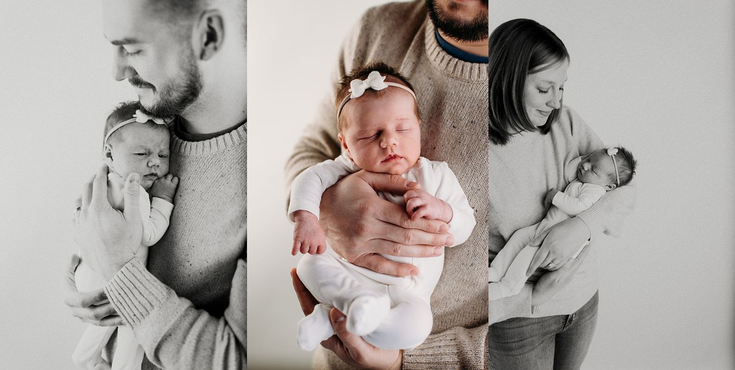 A tender collection of black and white photos showing intimate parent-child bonding moments.