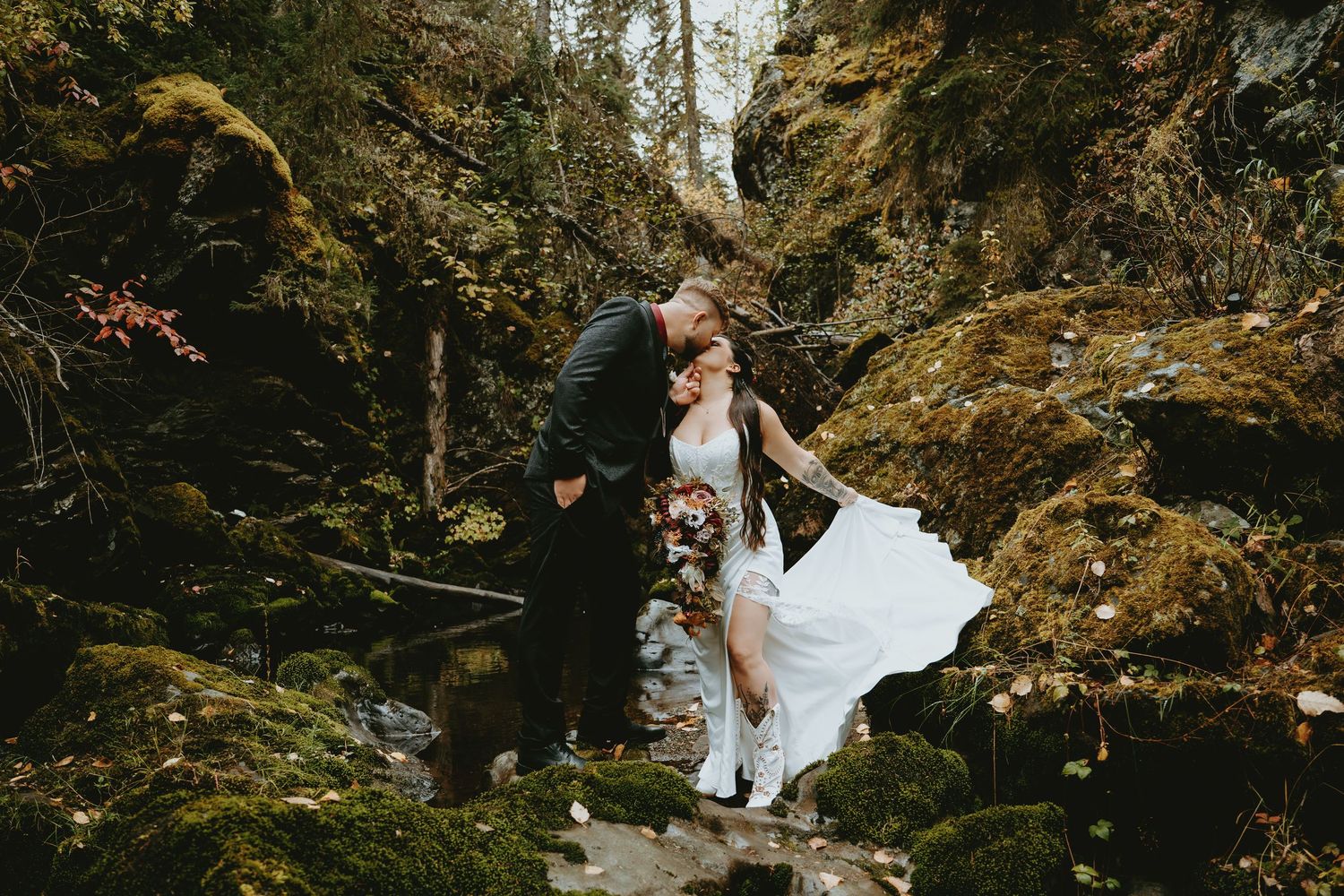 Nature Photography Travel Bride and Groom Editorial Styled Elopement Wedding Photographer Bridal Portrait Luxury Alberta Based Photo Create