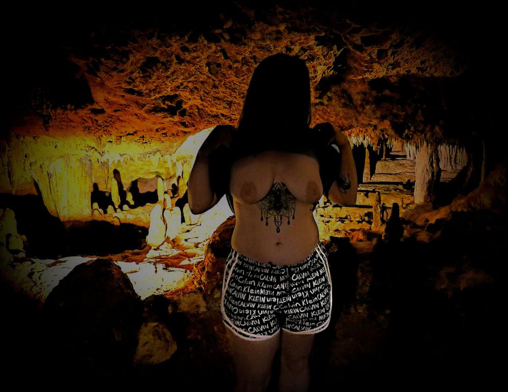 adult, nudity, cave, cavern, topless, boudoir