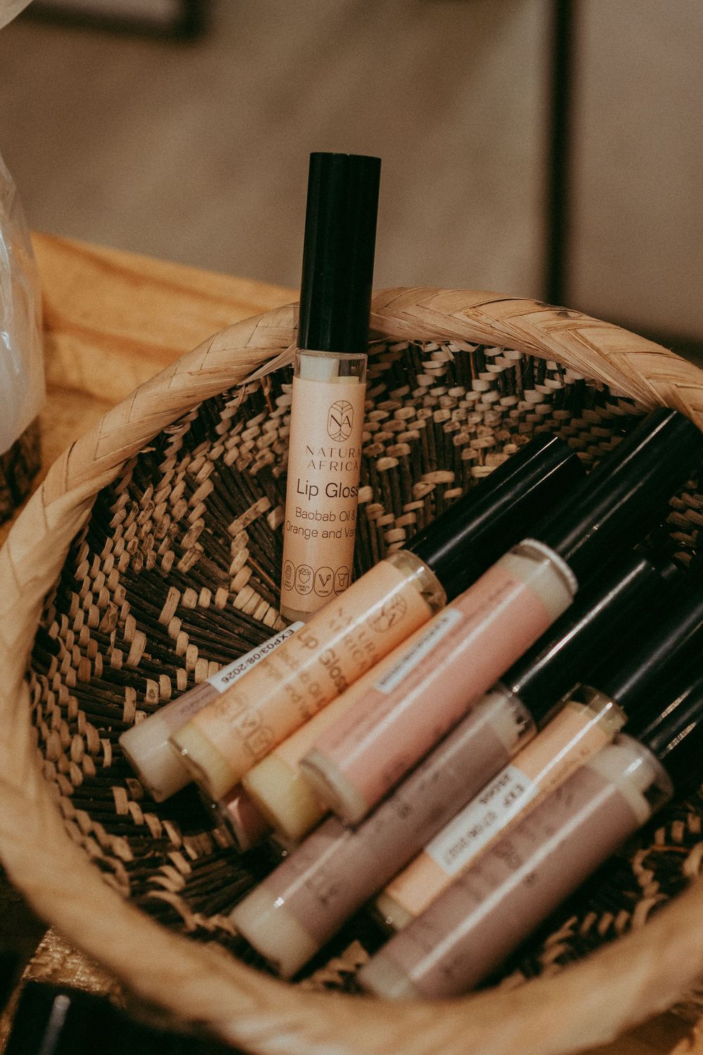 Natural skincare ingredients displayed