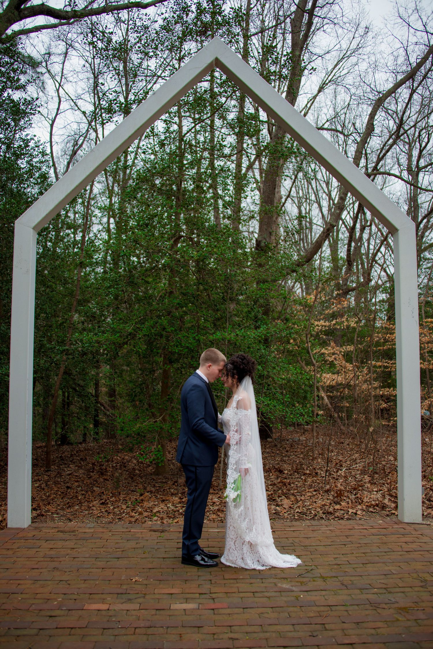 Bride and groom on wedding day at Pole Green Church