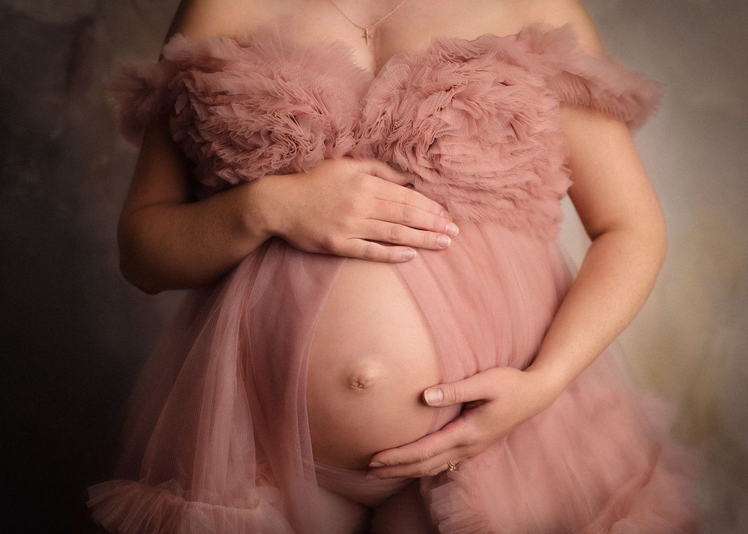 Beaverton expecting mama holding belly maternity photoshoot