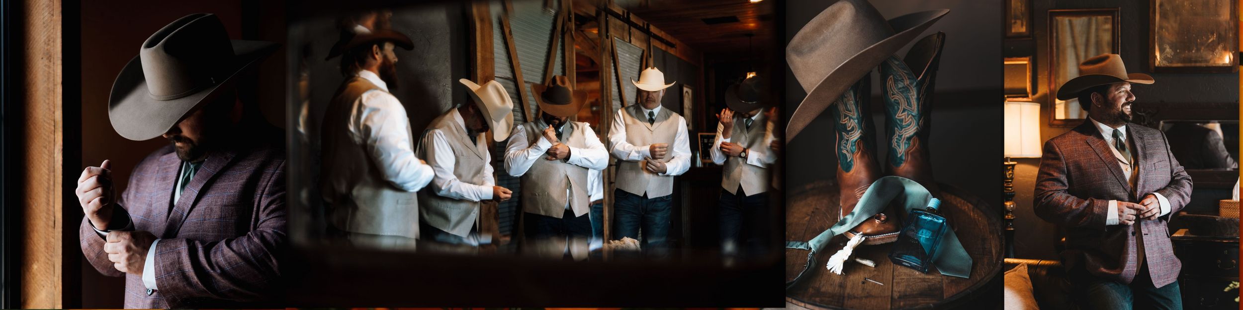 A collage of kitchen workers in a restaurant preparing food and washing dishes in various workstations.
