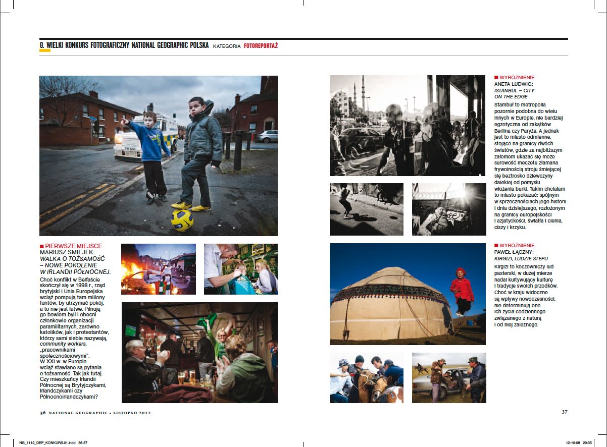 Rozkładówka magazynu National Geographic z reportażem fotograficznym Anety Ludwig.