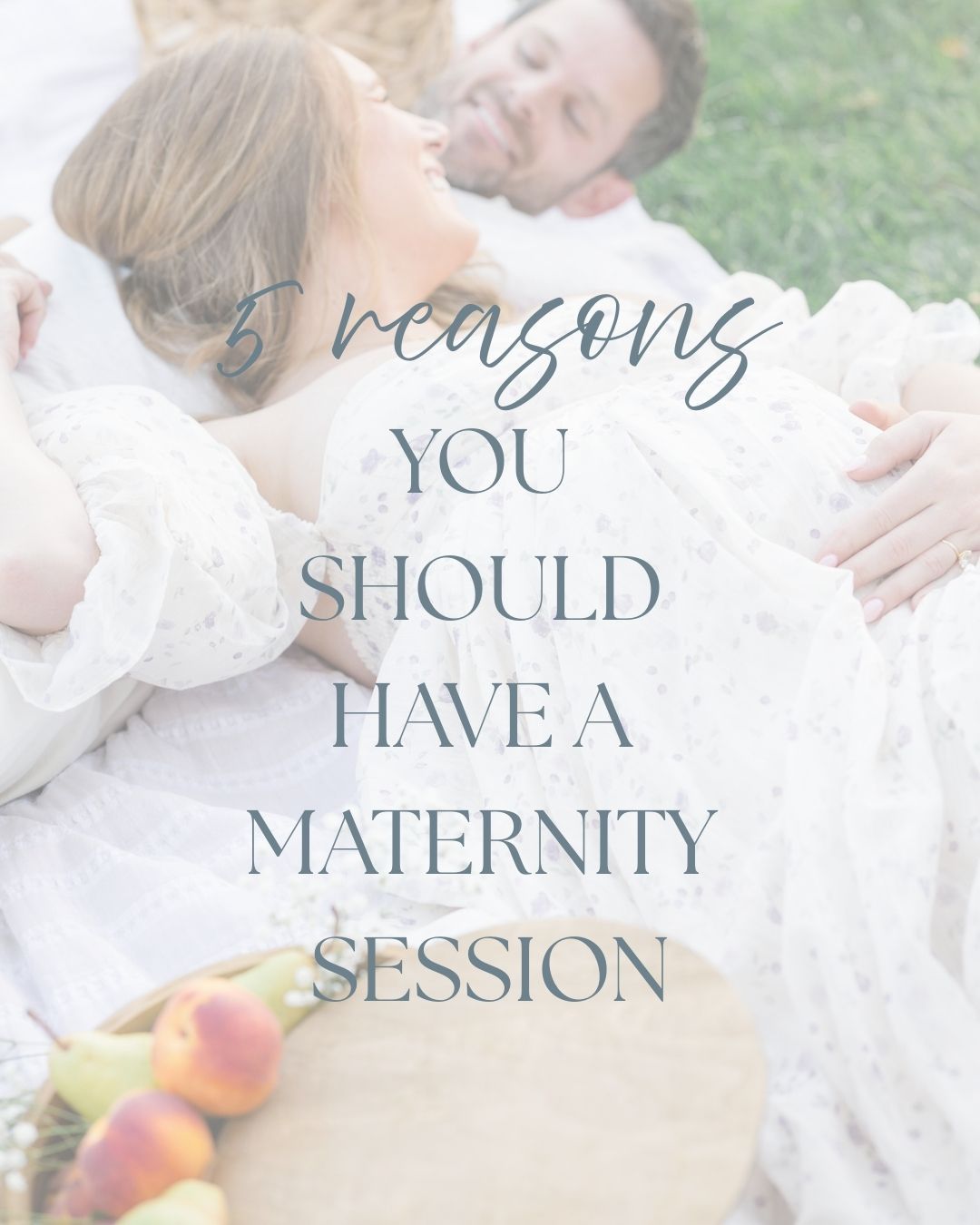 A couple embraces outdoors in a romantic maternity photo session with soft natural lighting.