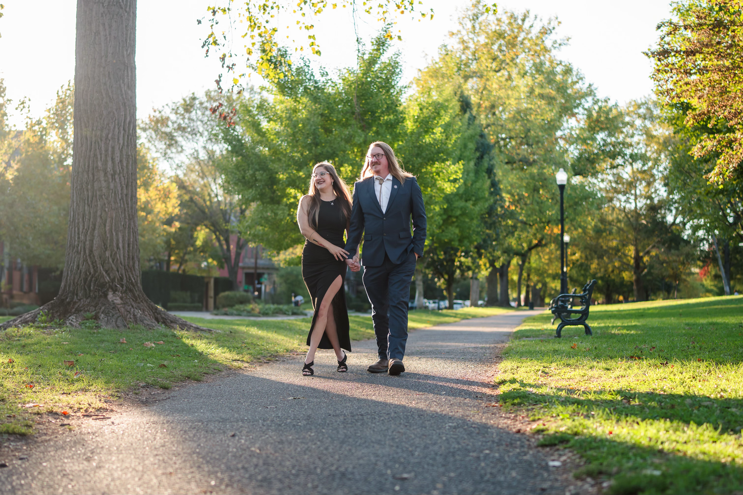 engaged couple posing for a photo