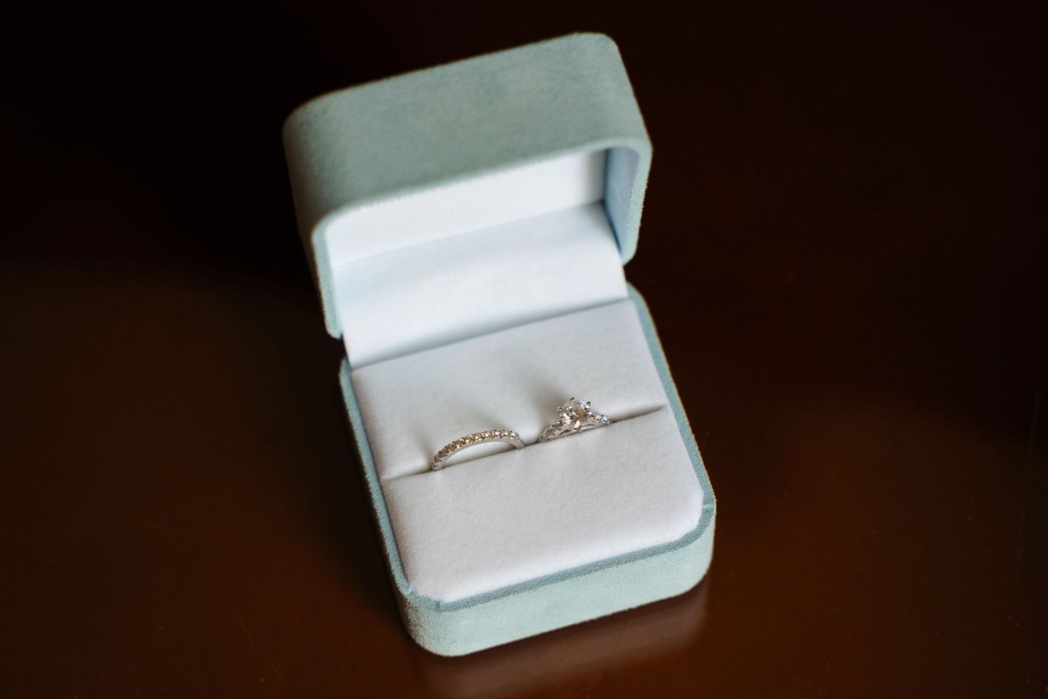 Wedding rings on wedding day in Ohio.