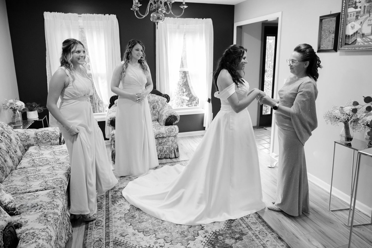 Bride getting ready for wedding day.