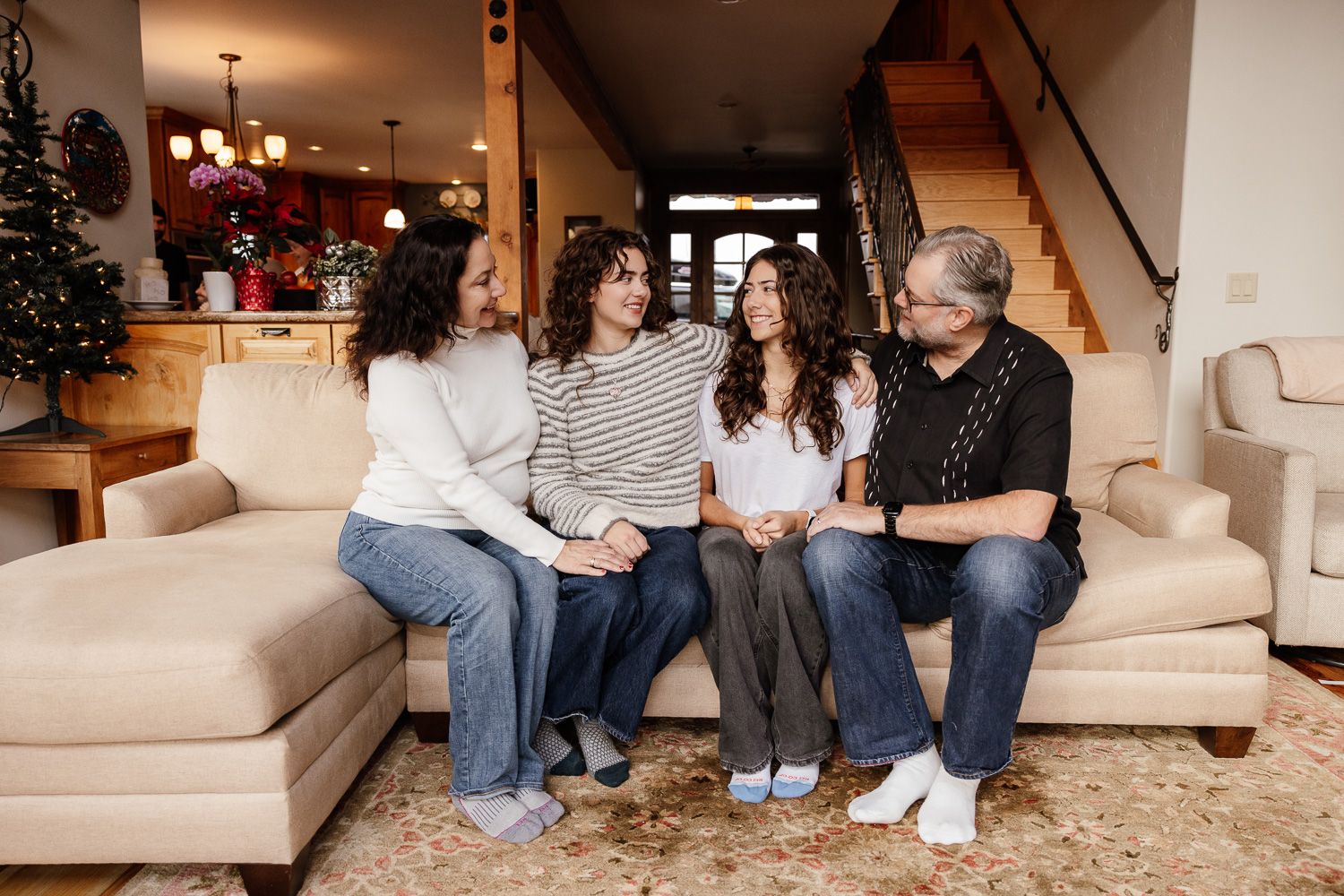 Family photo shoot in an in-home session in Tahoe Donner, Truckee