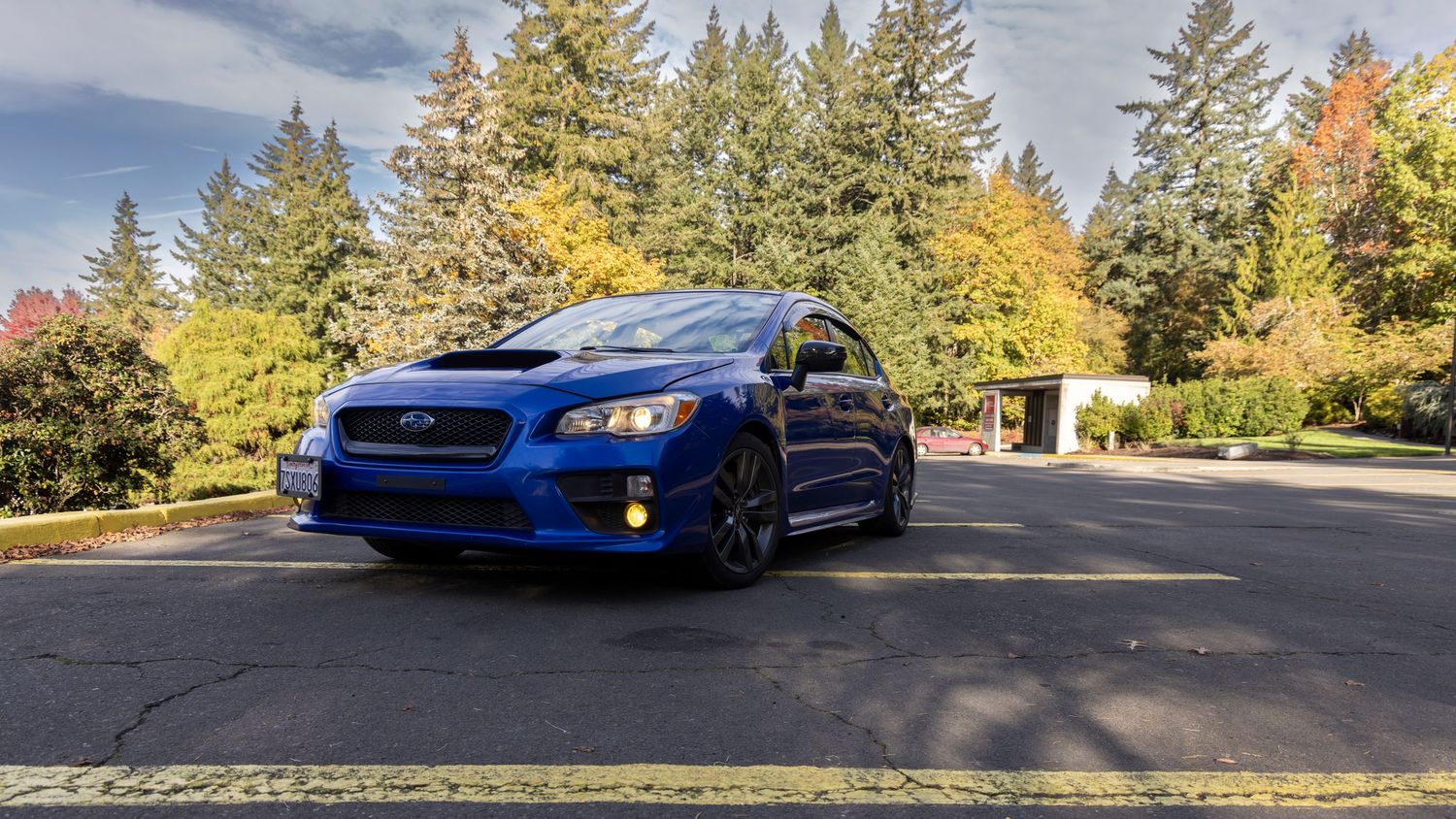 The front driver side corner of a 2017 Subaru WRX