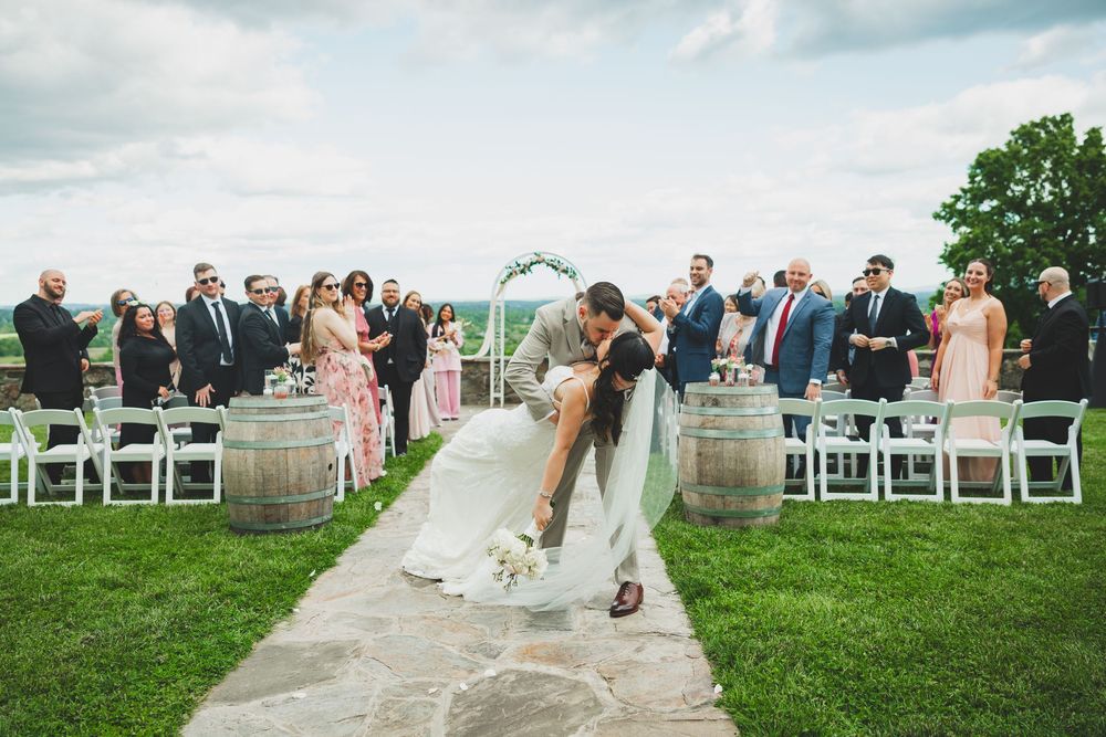 Wedding ceremony first kiss photo at bluemont vineyard in virginia